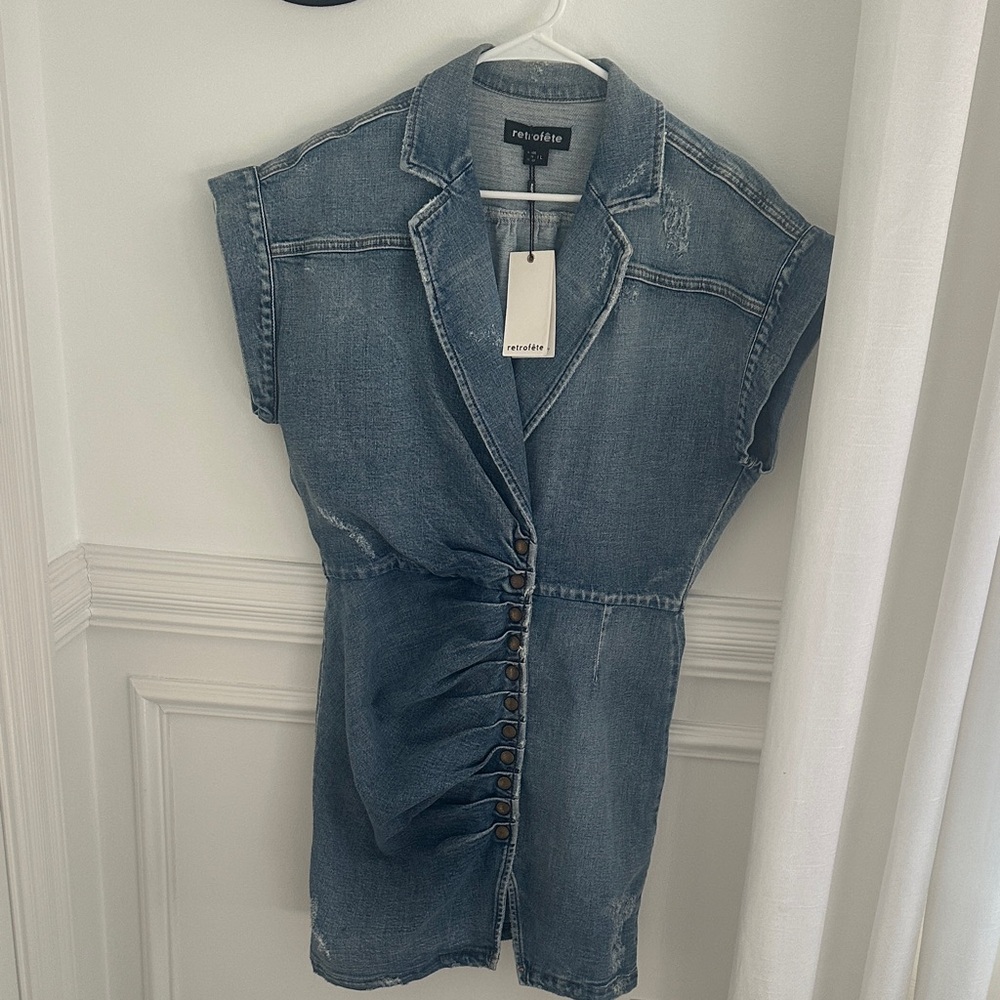 Retrofete Blue Denim Midi Dress
